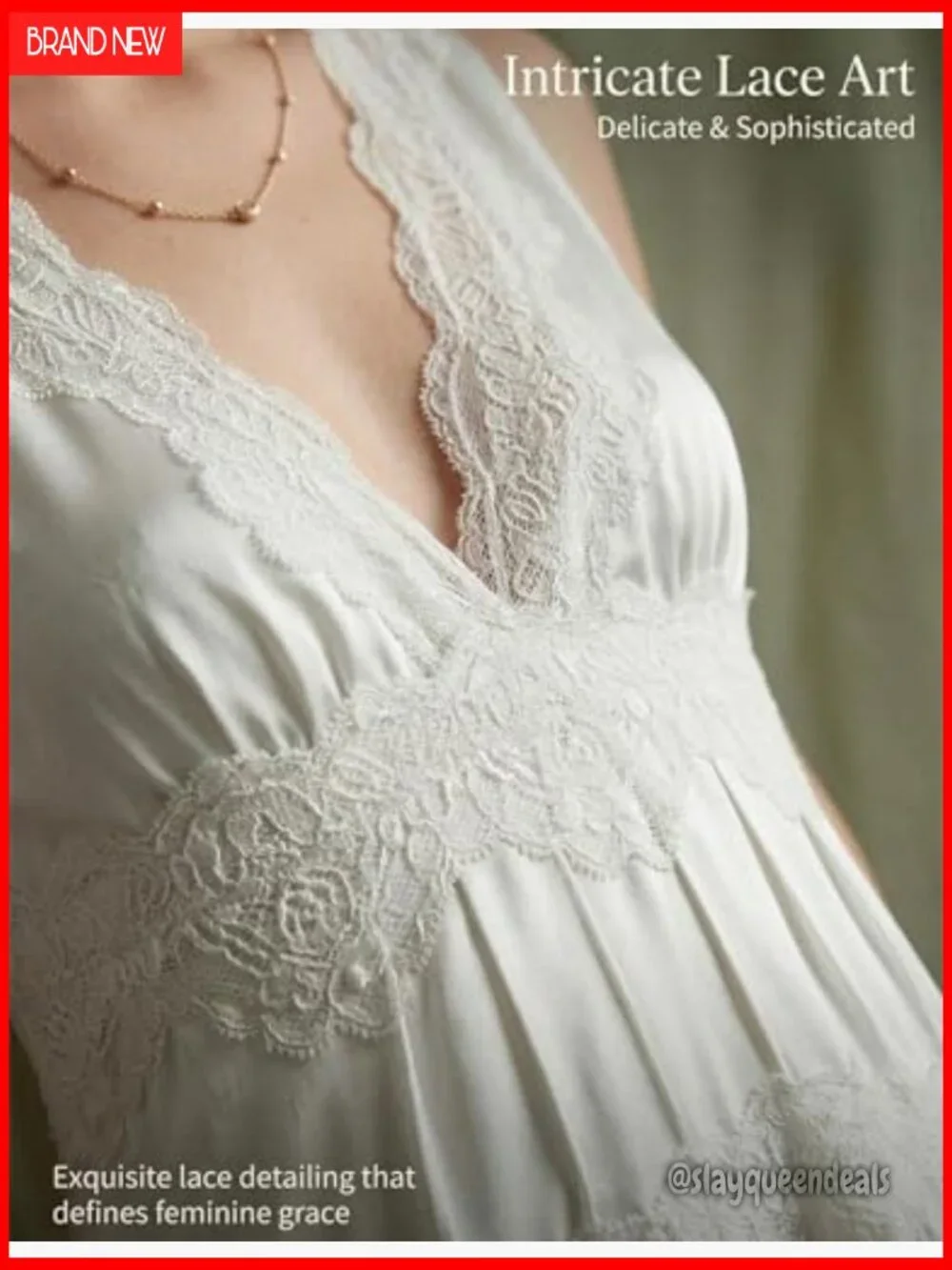 V Neck Lace Mini Slip Dress with Ruffle Hem Babydoll Y2K Boho Flowy Summer Dress - Picture 5 of 7